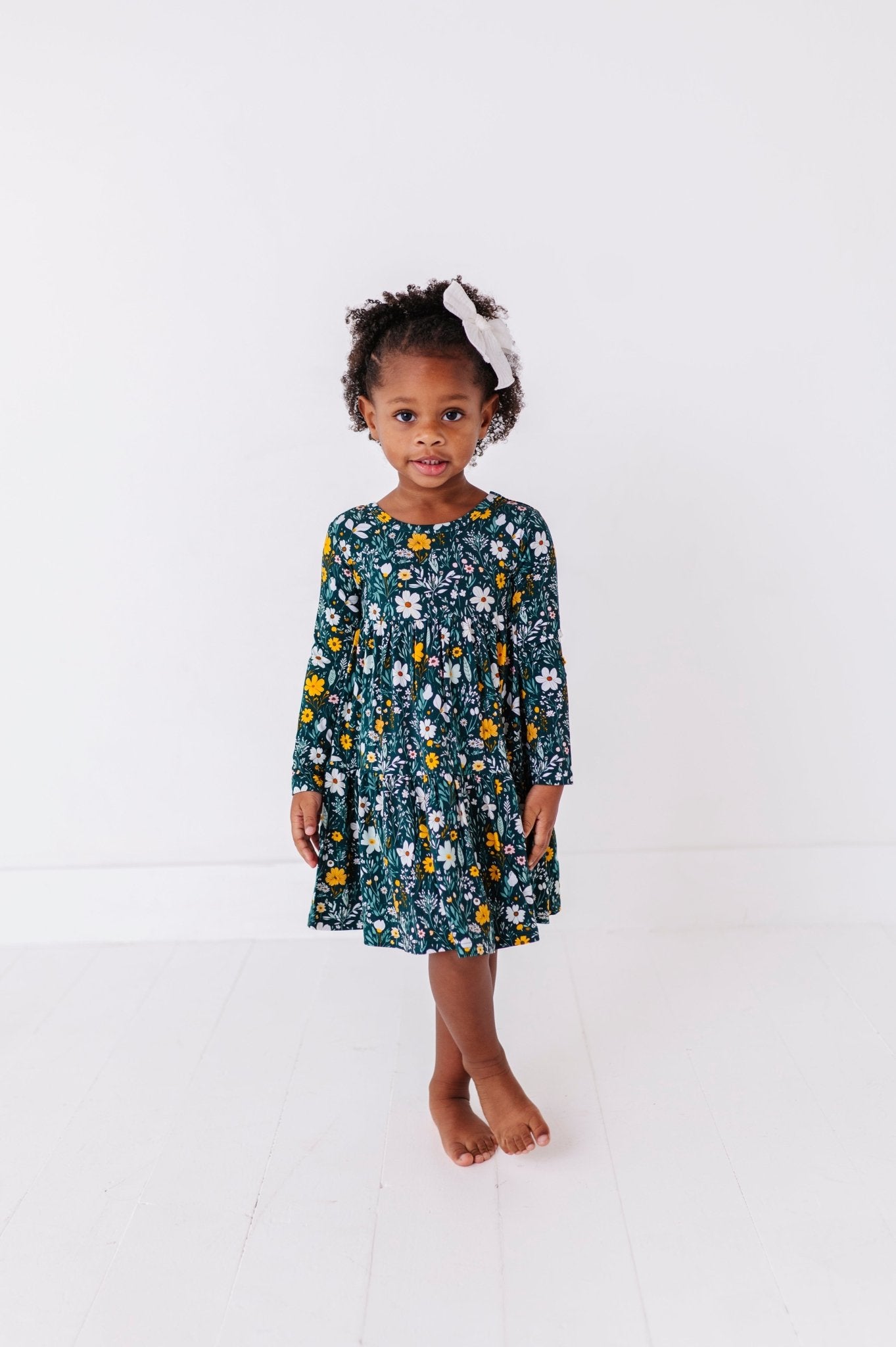 TIERED LONG SLEEVE TWIRL DRESS - WILDFLOWER DREAMS - The Sleepy Sloth