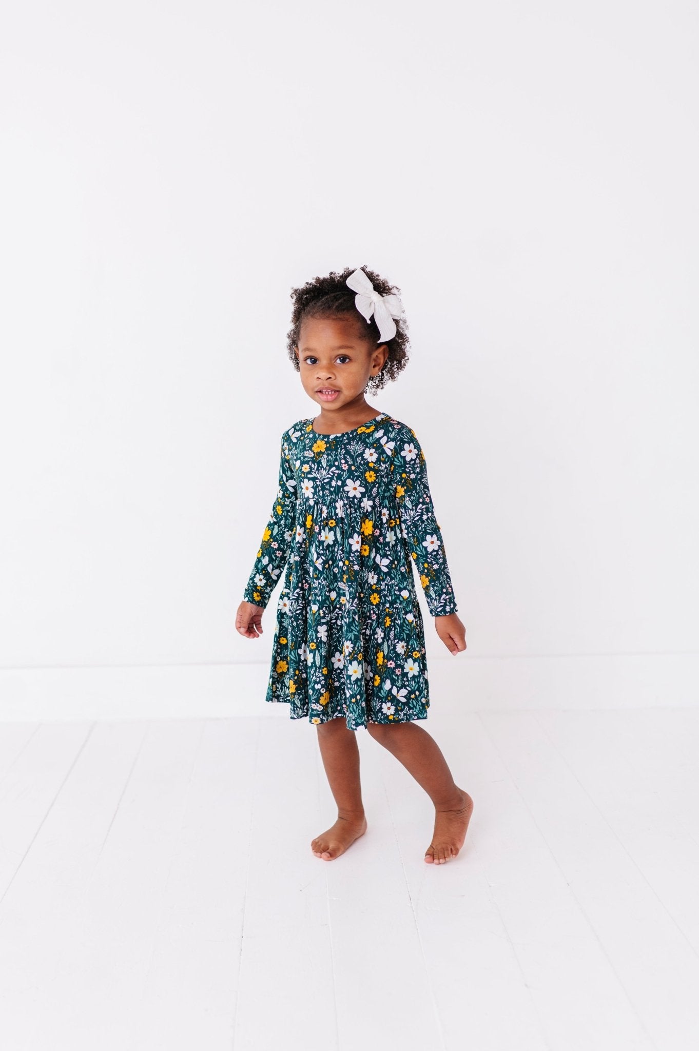 TIERED LONG SLEEVE TWIRL DRESS - WILDFLOWER DREAMS - The Sleepy Sloth