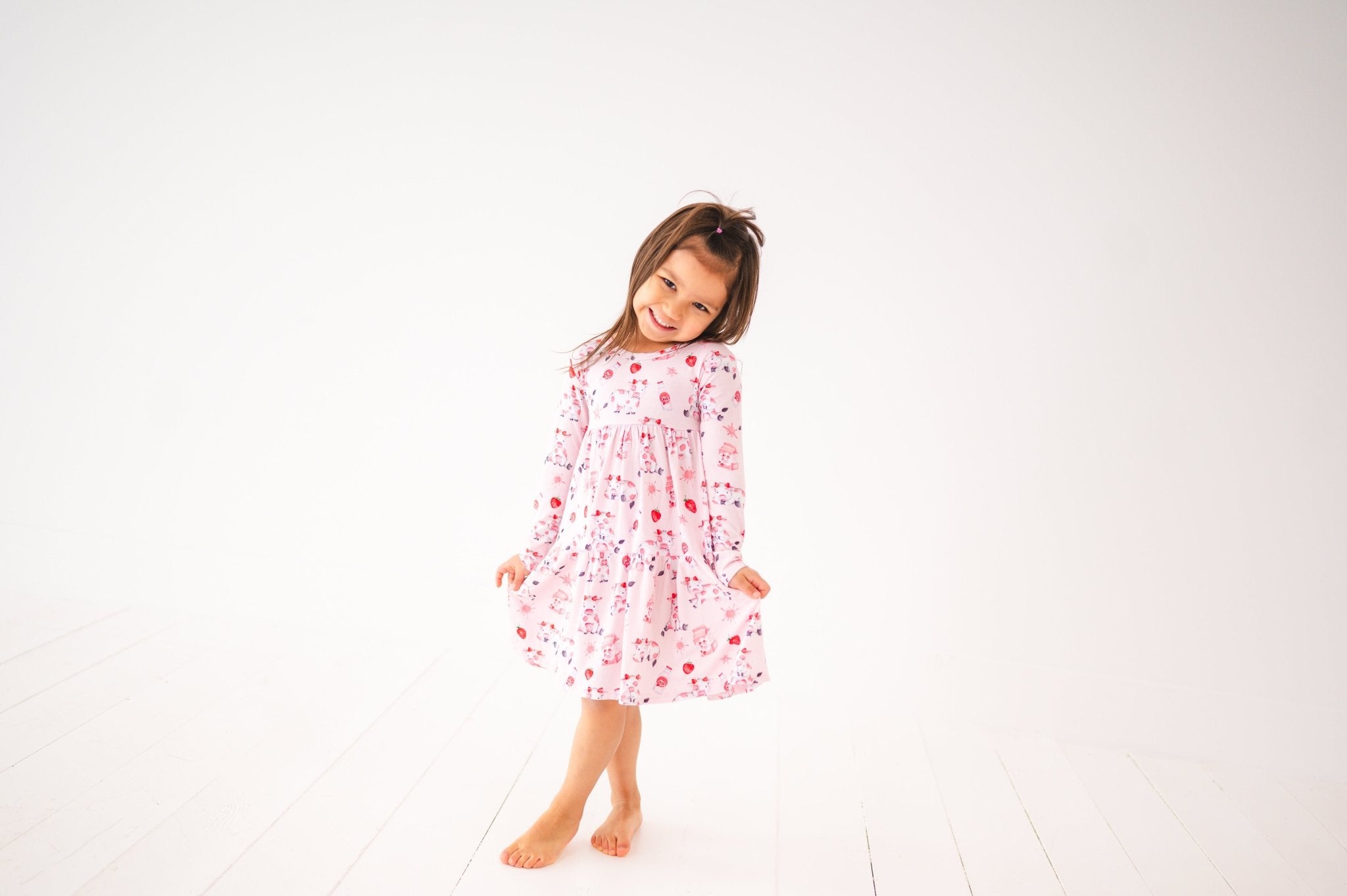 TIERED LONG SLEEVE TWIRLIE DRESS - BERRYLICIOUS - The Sleepy Sloth