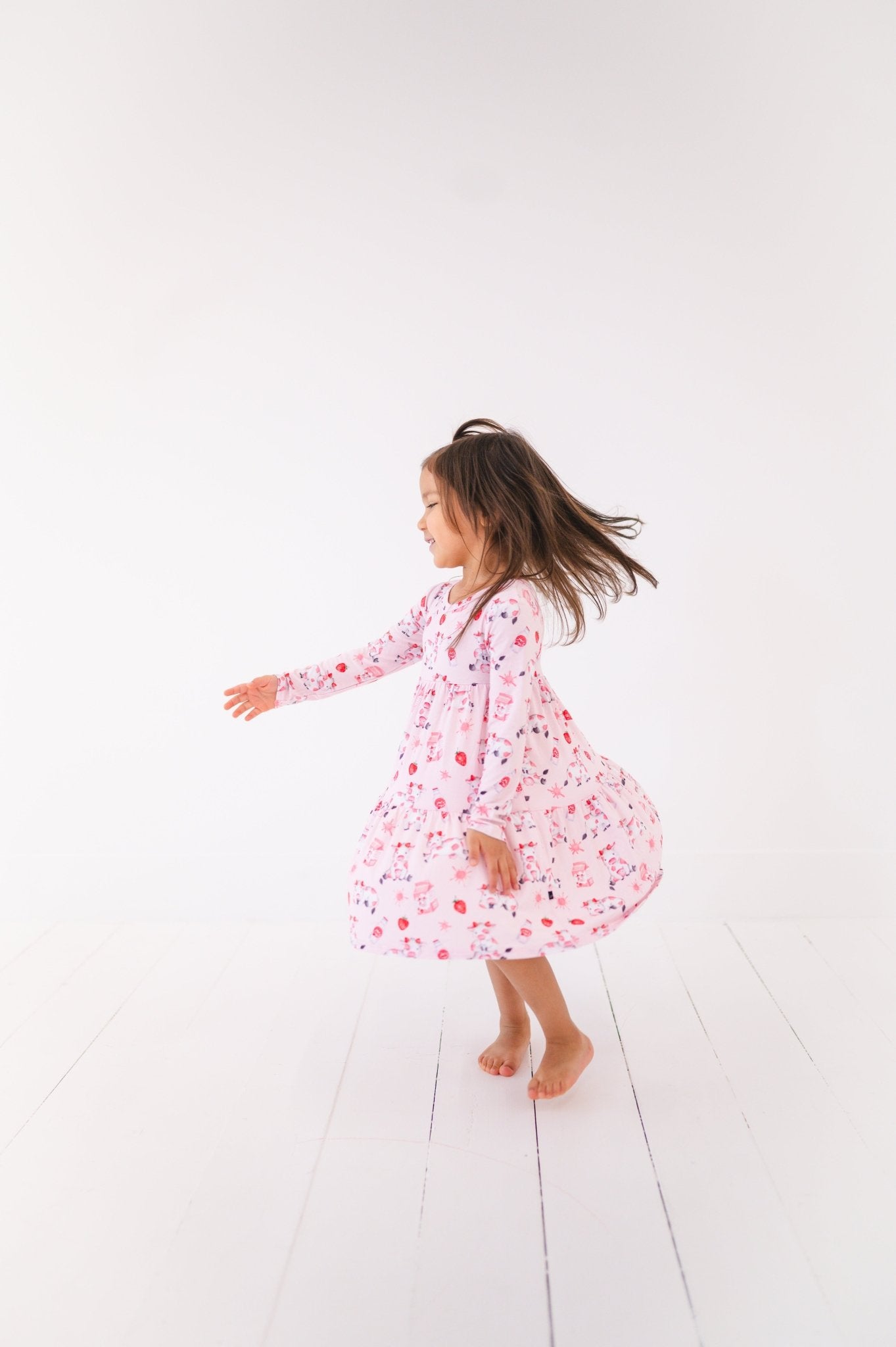 TIERED LONG SLEEVE TWIRLIE DRESS - BERRYLICIOUS - The Sleepy Sloth