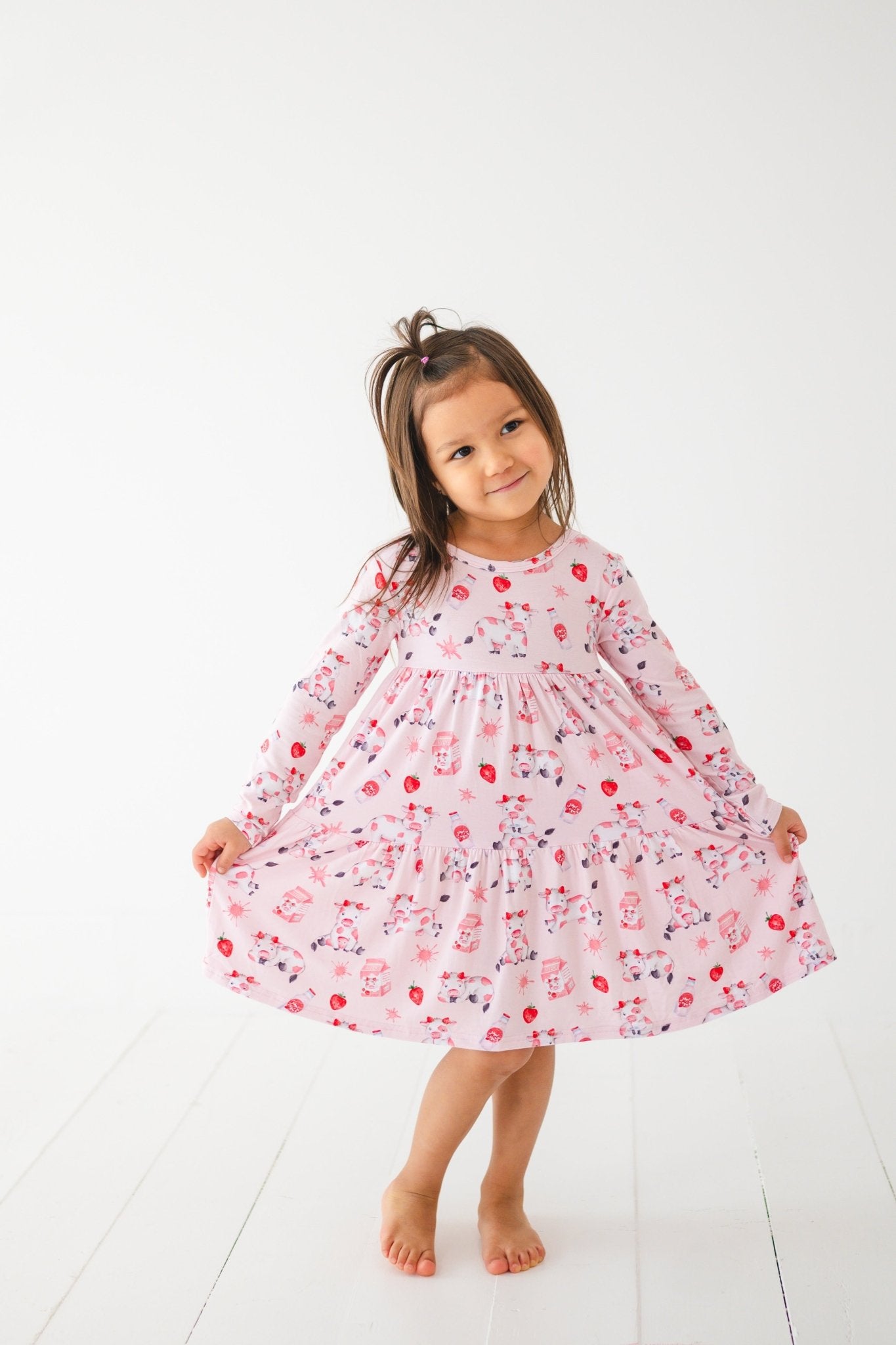 TIERED LONG SLEEVE TWIRLIE DRESS - BERRYLICIOUS - The Sleepy Sloth