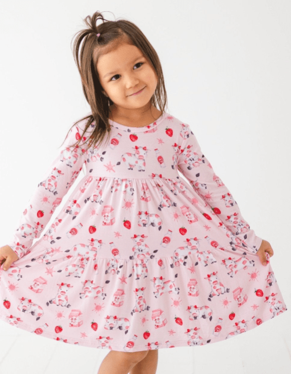 TIERED LONG SLEEVE TWIRLIE DRESS - BERRYLICIOUS - The Sleepy Sloth