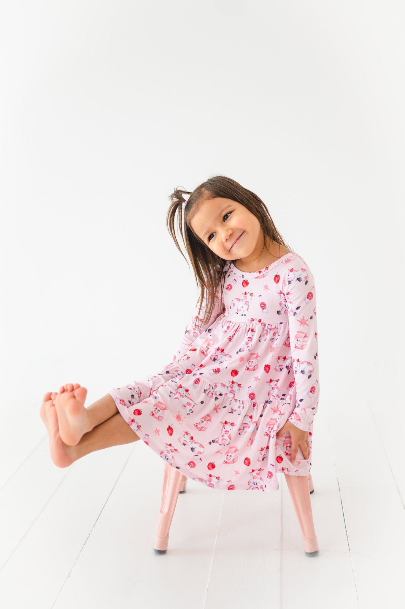 TIERED LONG SLEEVE TWIRLIE DRESS - BERRYLICIOUS - The Sleepy Sloth