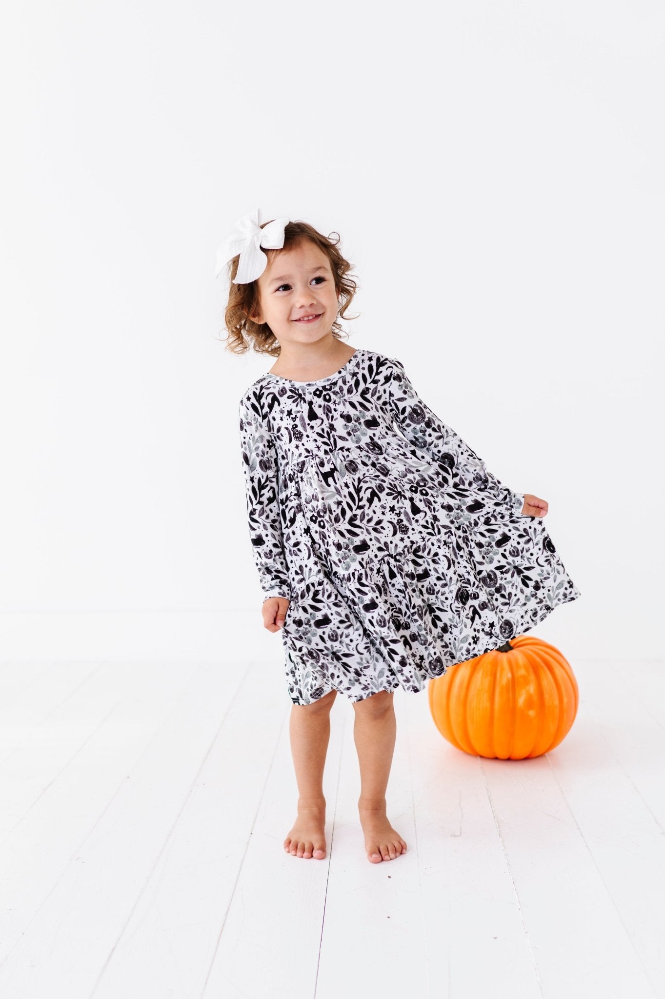 TIERED LONG SLEEVE TWIRLIE DRESS - SALEM - The Sleepy Sloth