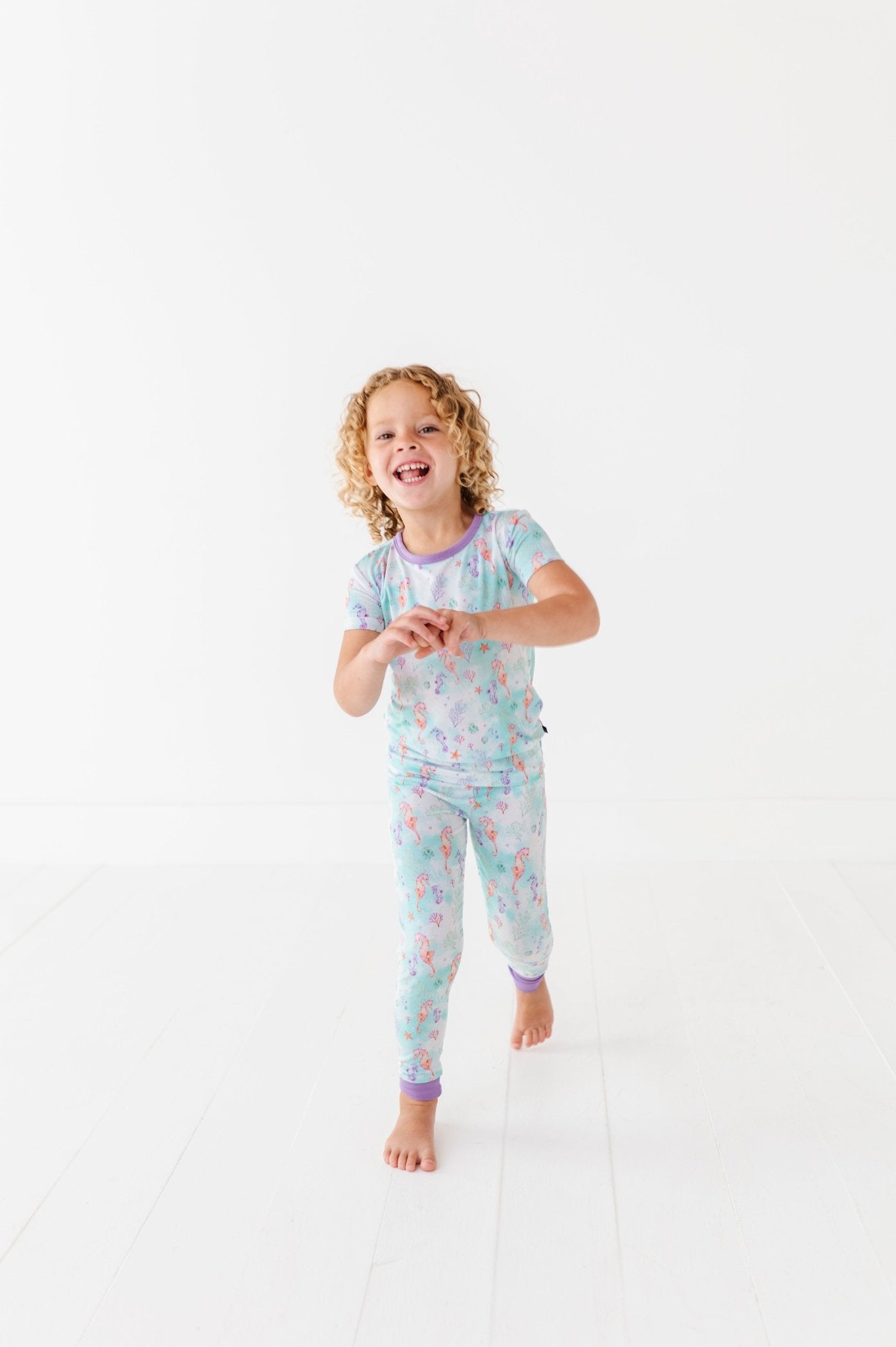 TWO PIECE SHORT SLEEVE WITH PANTS JAMMIES* - SEAHORSIN' AROUND - The Sleepy Sloth