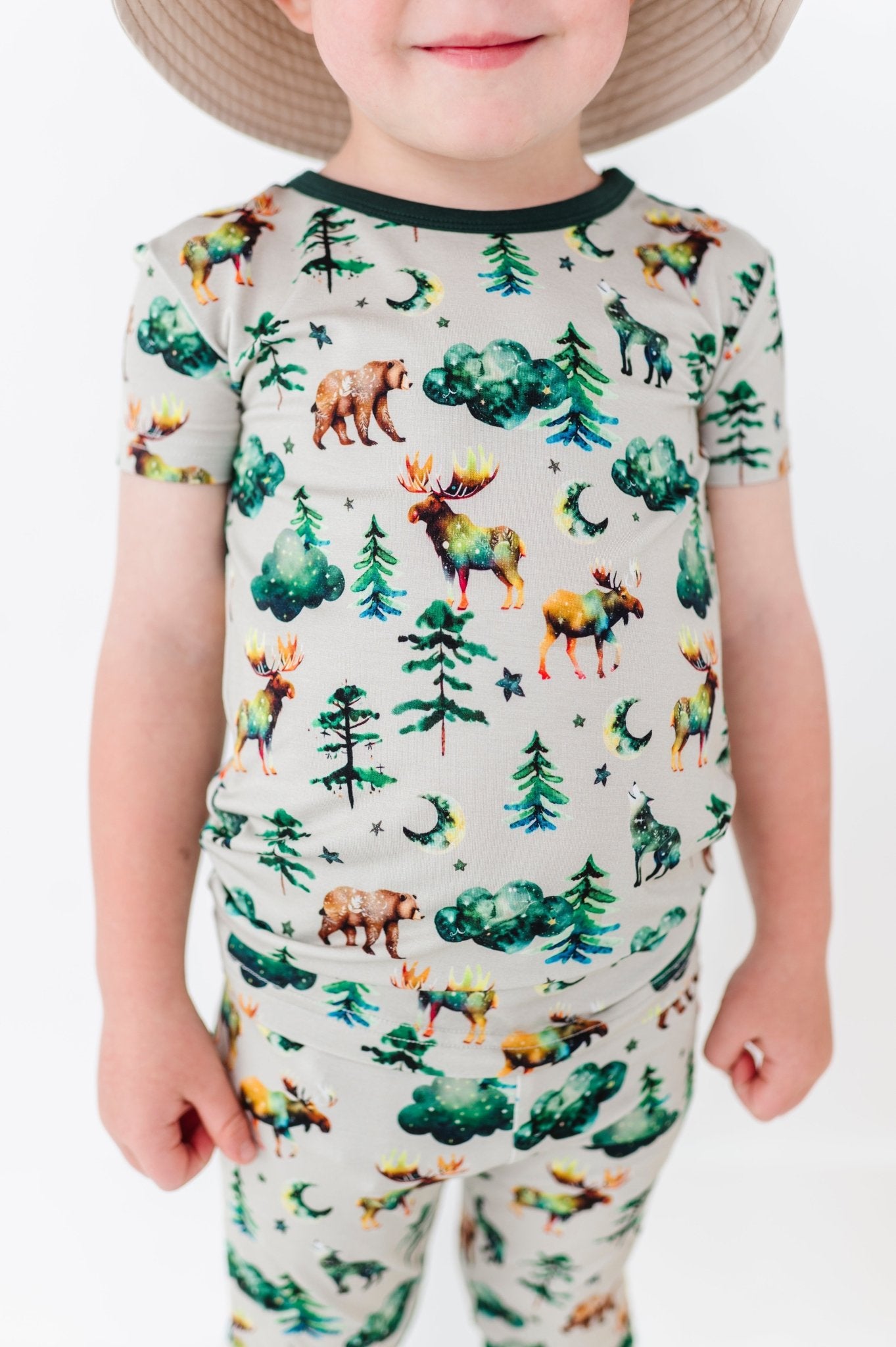 TWO PIECE SHORT SLEEVE WITH PANTS JAMMIES - WOODLAND NIGHTS - The Sleepy Sloth