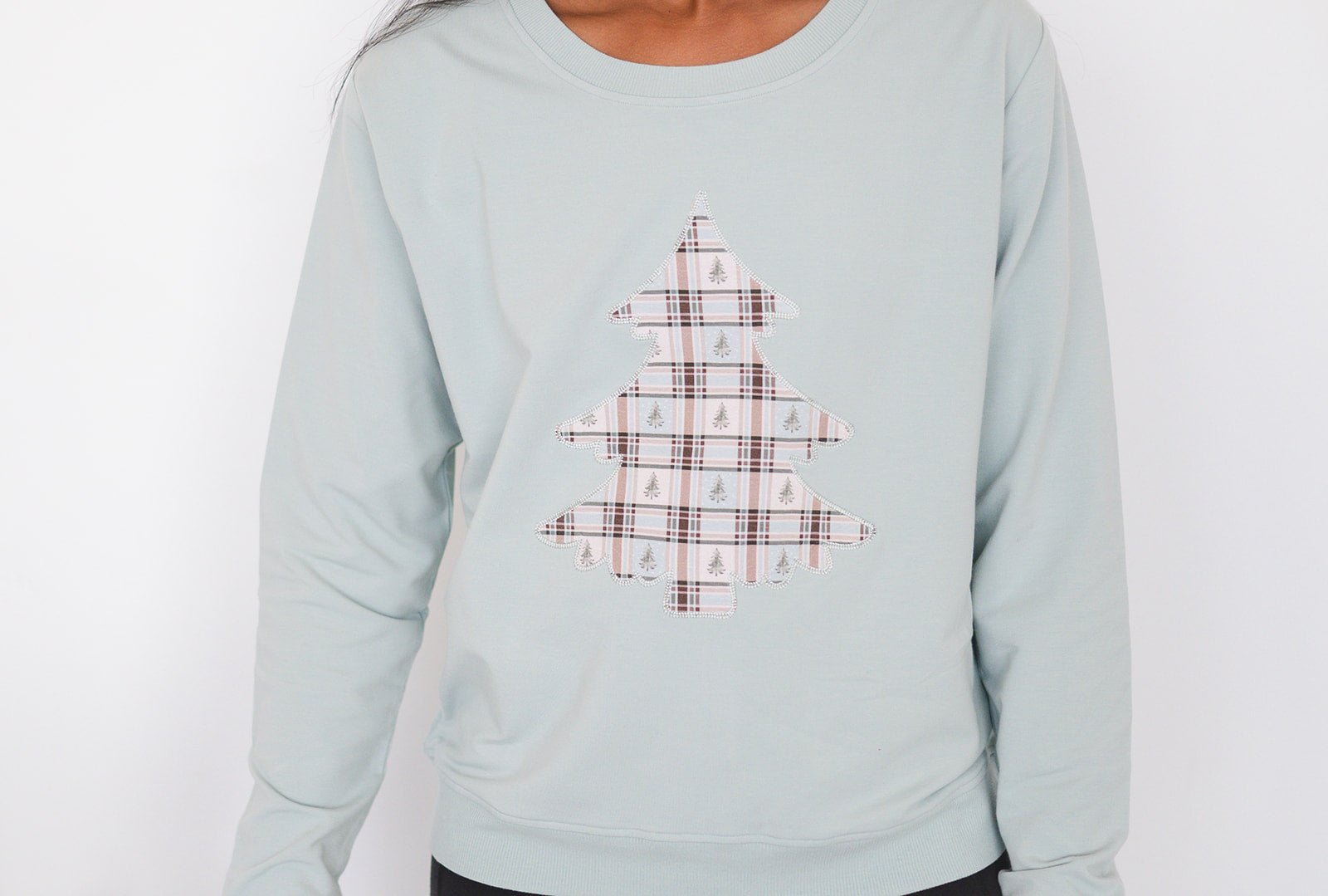 WOMENS GRAPHIC CREWNECK - HOLIDAY PLAID - The Sleepy Sloth