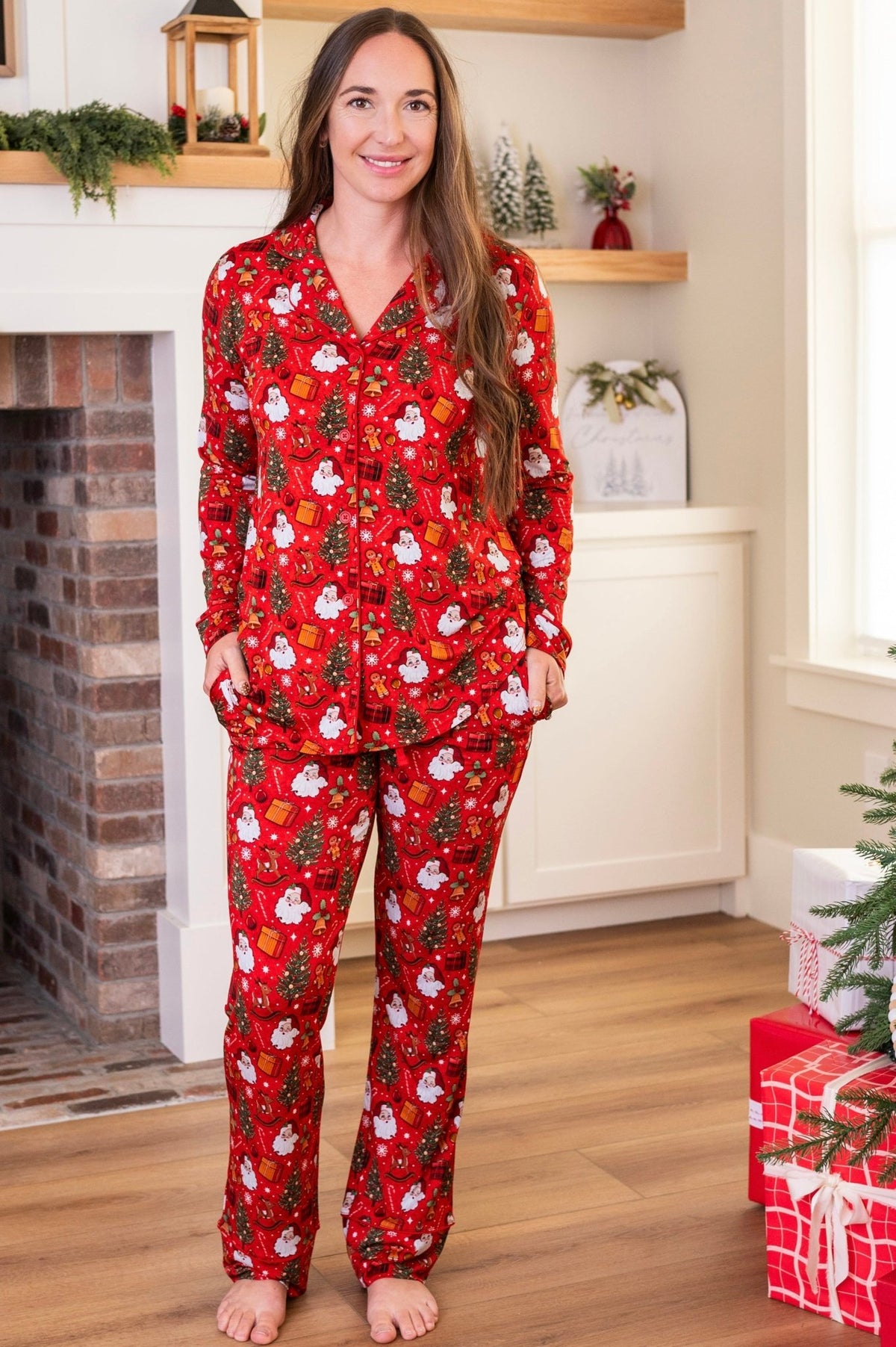 Women's Luxe Pajama Set - Jolly St Nick - The Sleepy Sloth