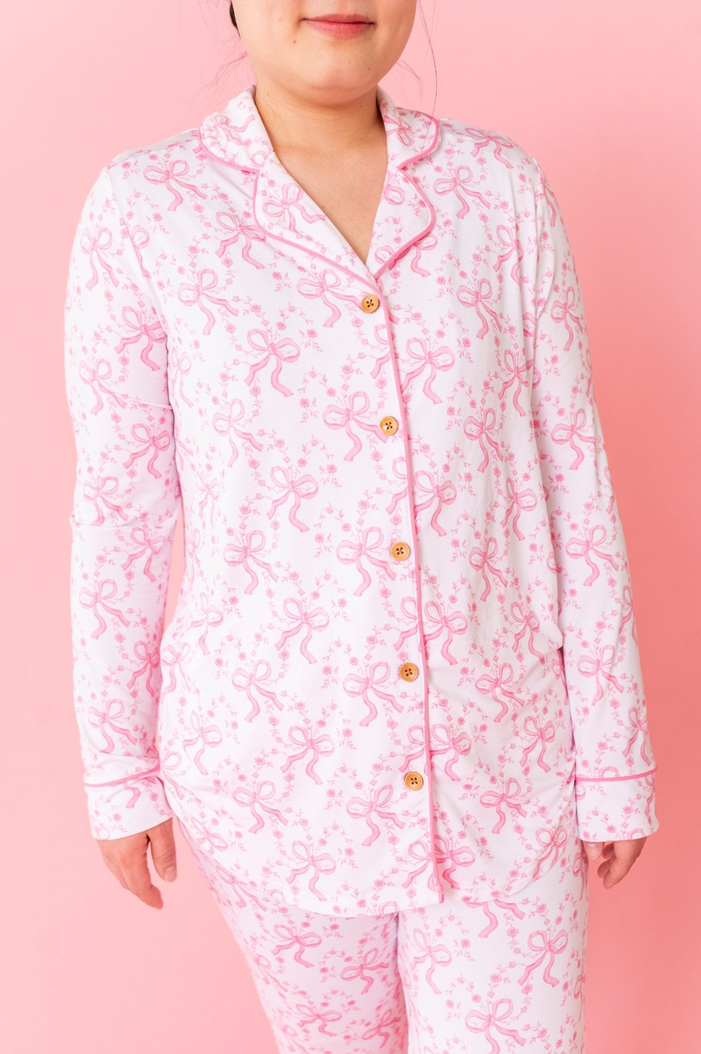 WOMEN'S LUXE PAJAMA SET - LOVELACE BOWS - The Sleepy Sloth