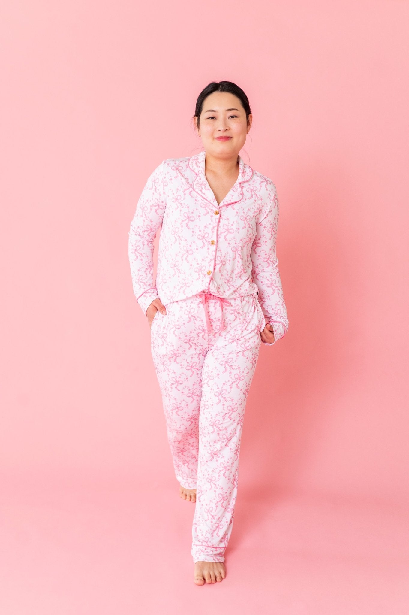 WOMEN'S LUXE PAJAMA SET - LOVELACE BOWS - The Sleepy Sloth