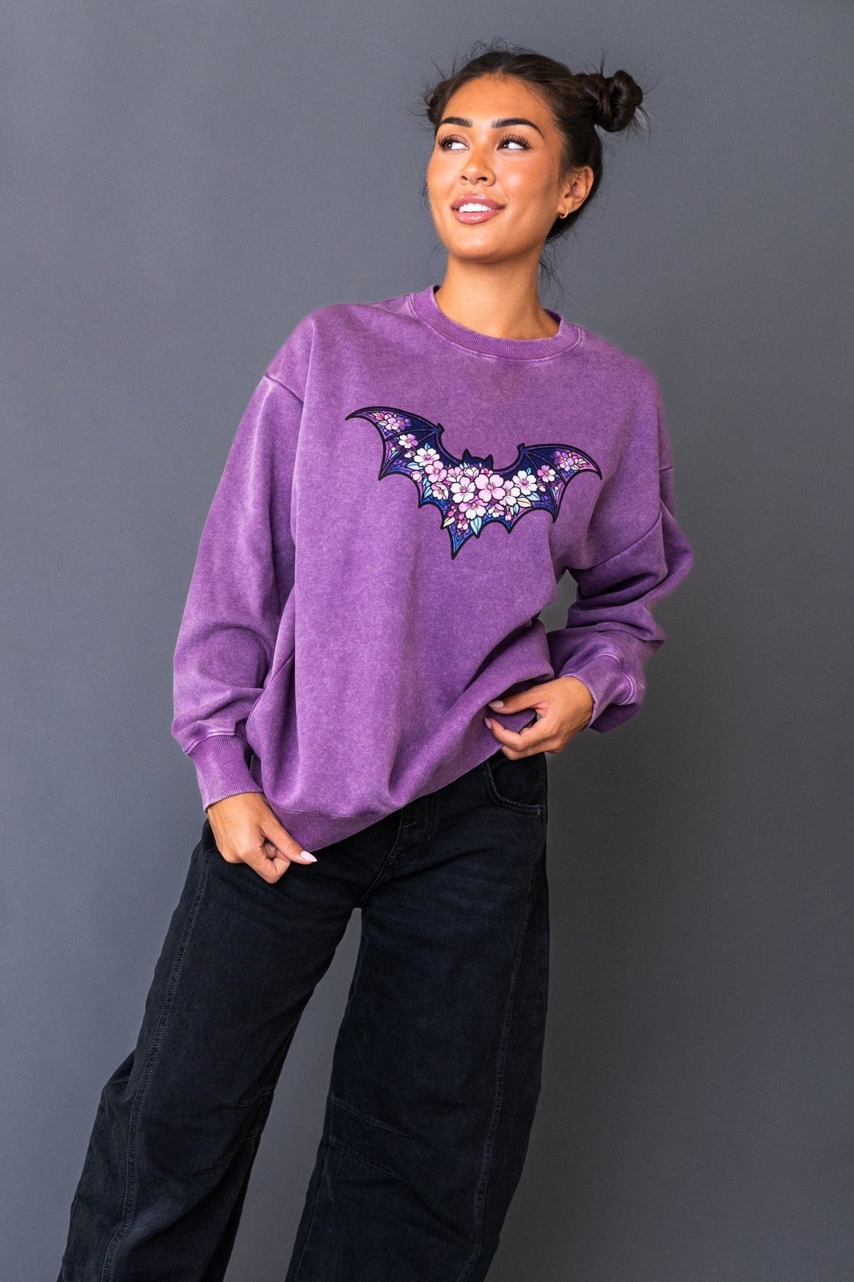 Women's Relaxed Crewneck - Bat & Bougie - The Sleepy Sloth