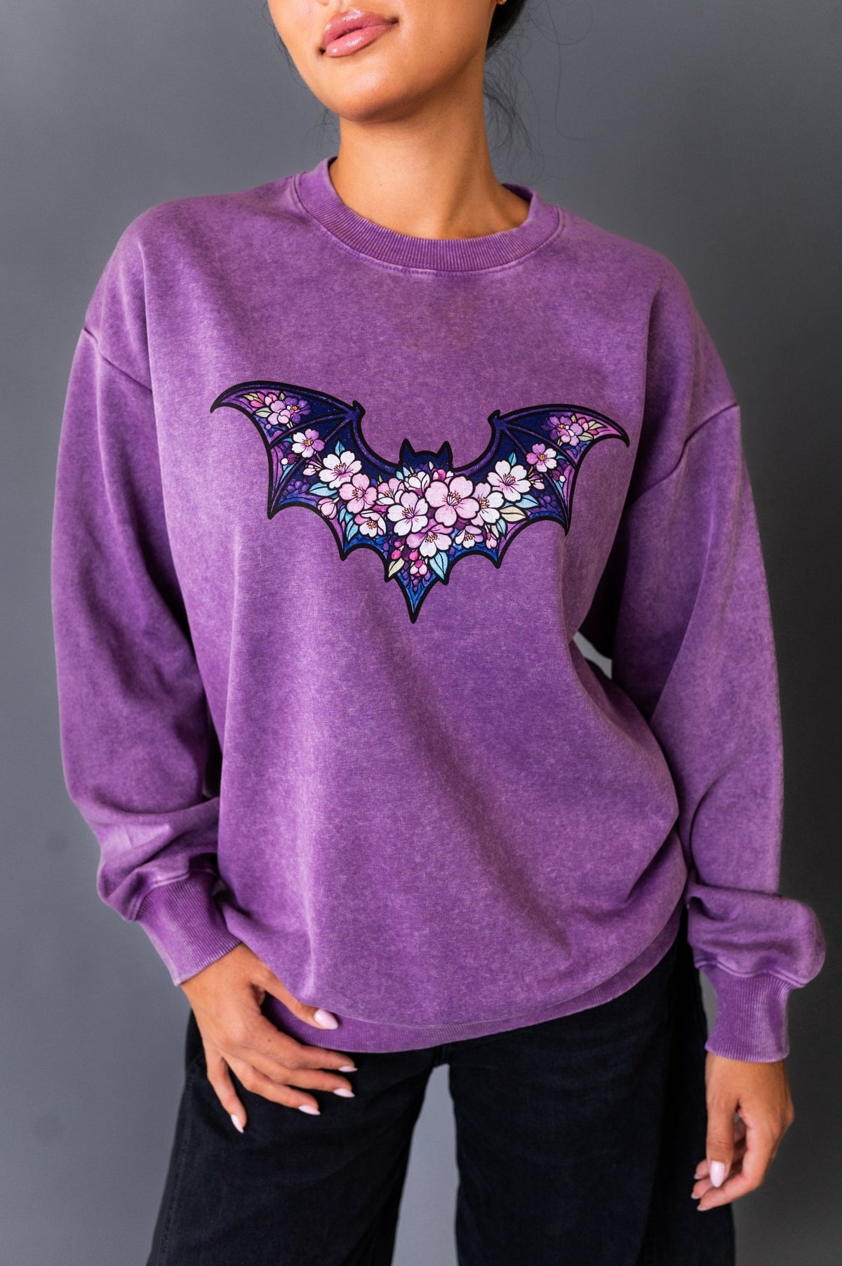 Women's Relaxed Crewneck - Bat & Bougie - The Sleepy Sloth