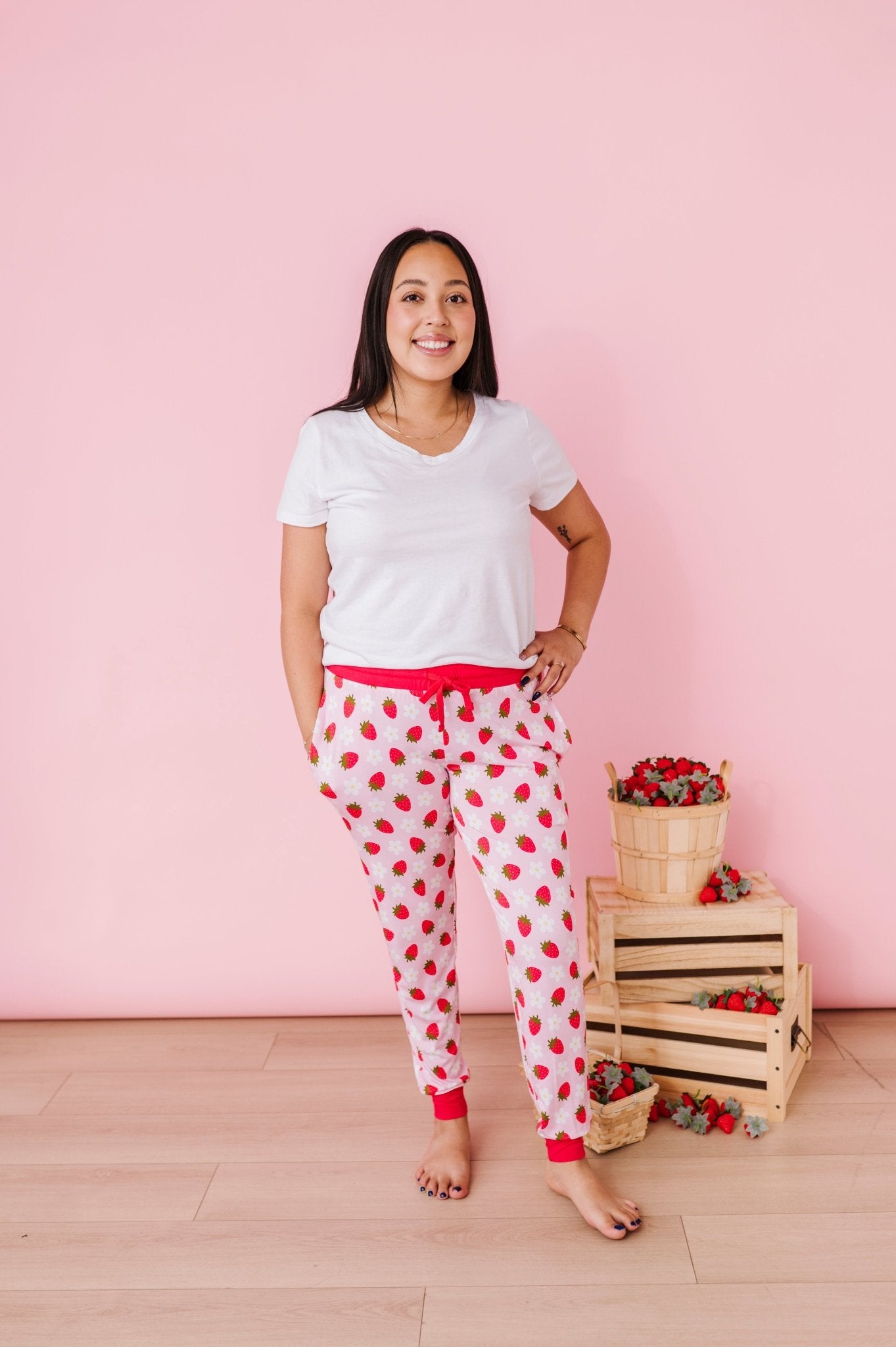 WOMEN'S SLEEPY PANTS - STRAWBERRY FIELDS - The Sleepy Sloth