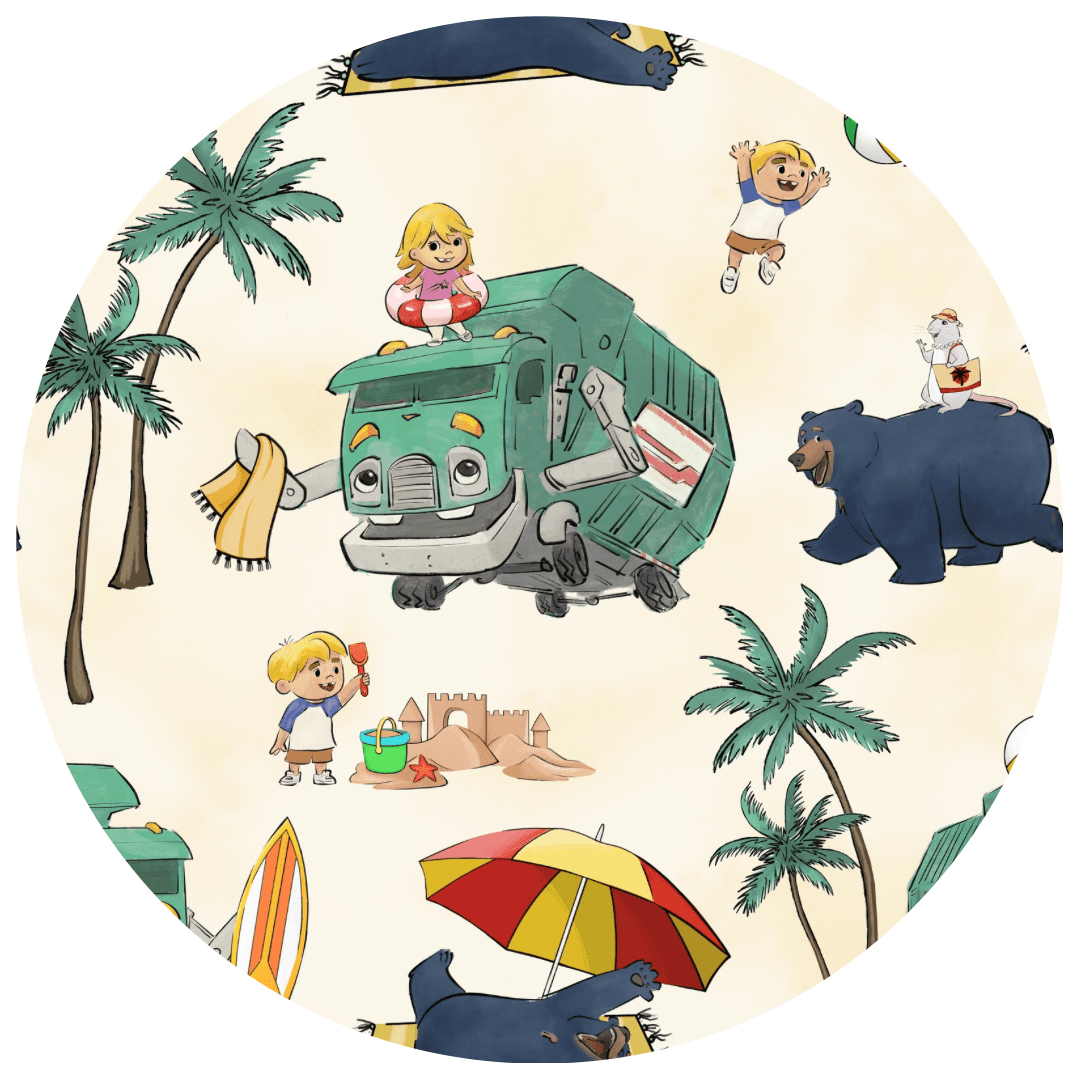 WOMEN'S SLEEPY PANTS - TRASH TRUCK™ BEACH DAY - The Sleepy Sloth